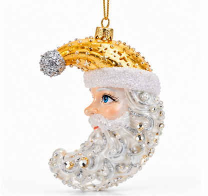 Celestial Santa Moon Glass Ornament