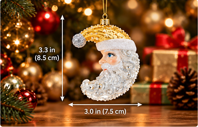 Celestial Santa Moon Glass Ornament