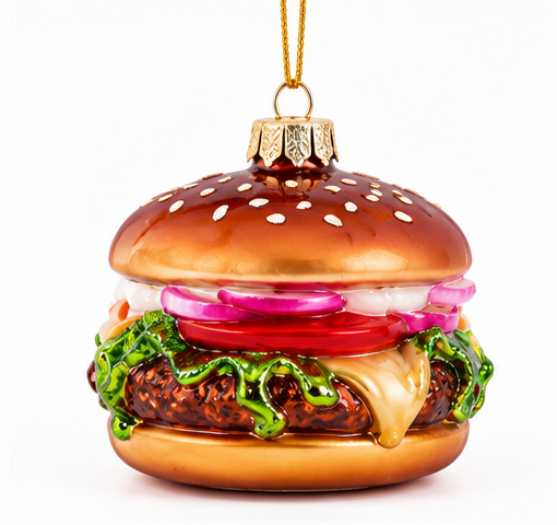 Glass Cheeseburger Christmas Ornament
