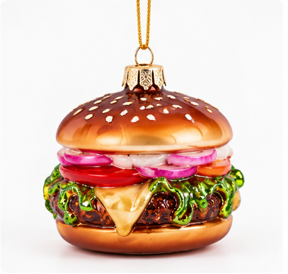 Glass Cheeseburger Christmas Ornament