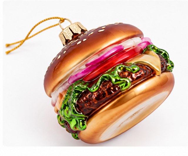 Glass Cheeseburger Christmas Ornament