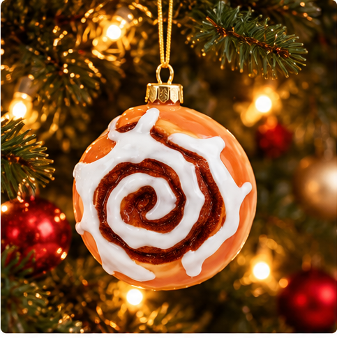 Glass Cinnamon Roll Christmas Ornament