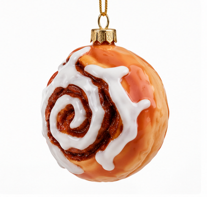Glass Cinnamon Roll Christmas Ornament