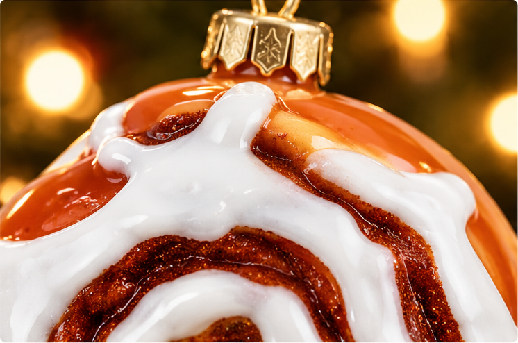 Glass Cinnamon Roll Christmas Ornament