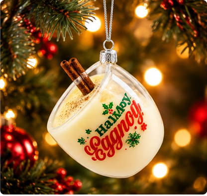 Glass Holiday Eggnog Ornament