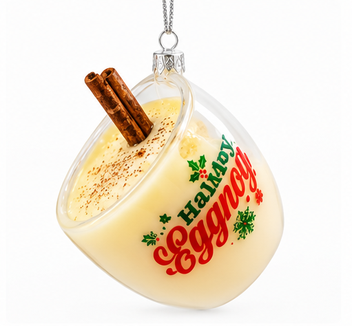 Glass Holiday Eggnog Ornament