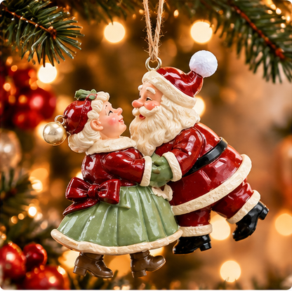 Festive Santa Couple Ornament
