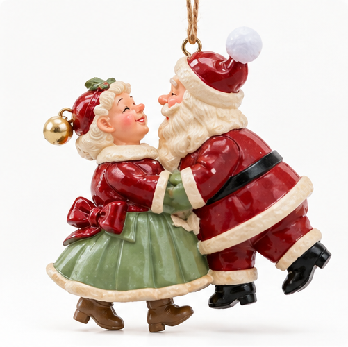 Festive Santa Couple Ornament