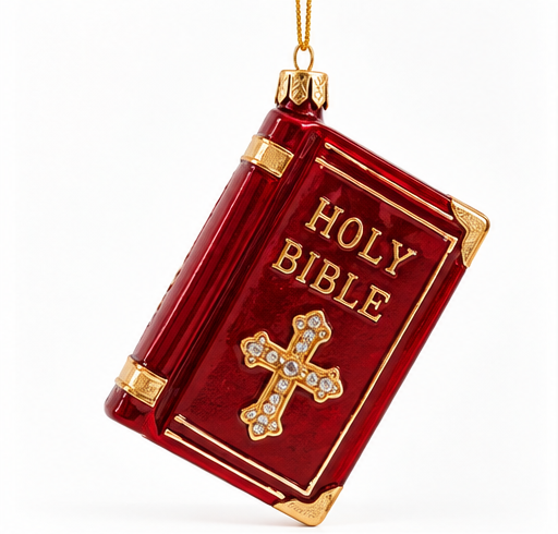 Glass Bible Christmas Ornament