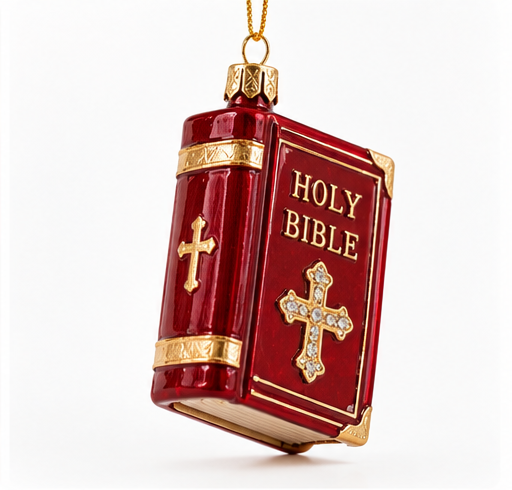 Glass Bible Christmas Ornament