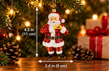 Glittering Santa Heart Hands Ornament
