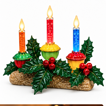 Holly Berry & Greenery Bubble Light Table Decor – 6.9 in
