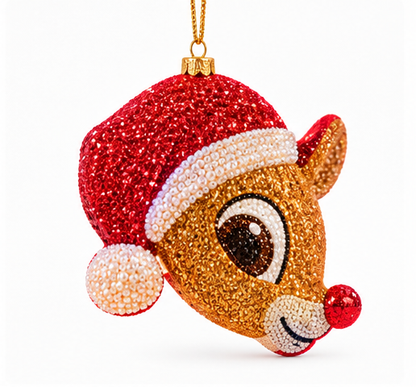 Festive Reindeer Fabric Christmas Ornament