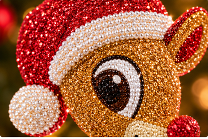 Festive Reindeer Fabric Christmas Ornament