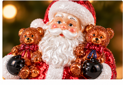 Glass Santa & Teddy Bear Ornament