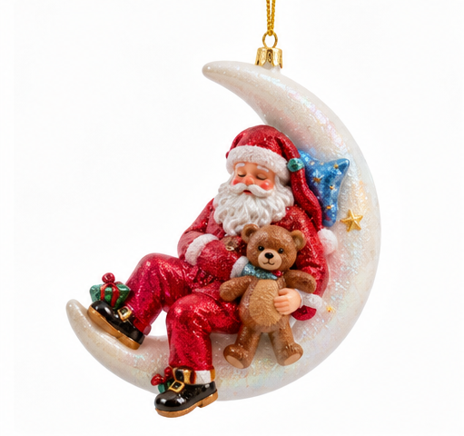 Sleeping Santa Crescent Moon Ornament