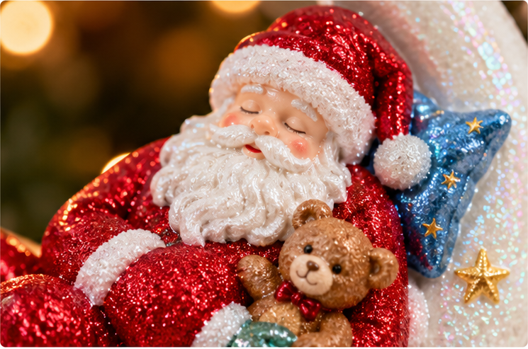 Sleeping Santa Crescent Moon Ornament